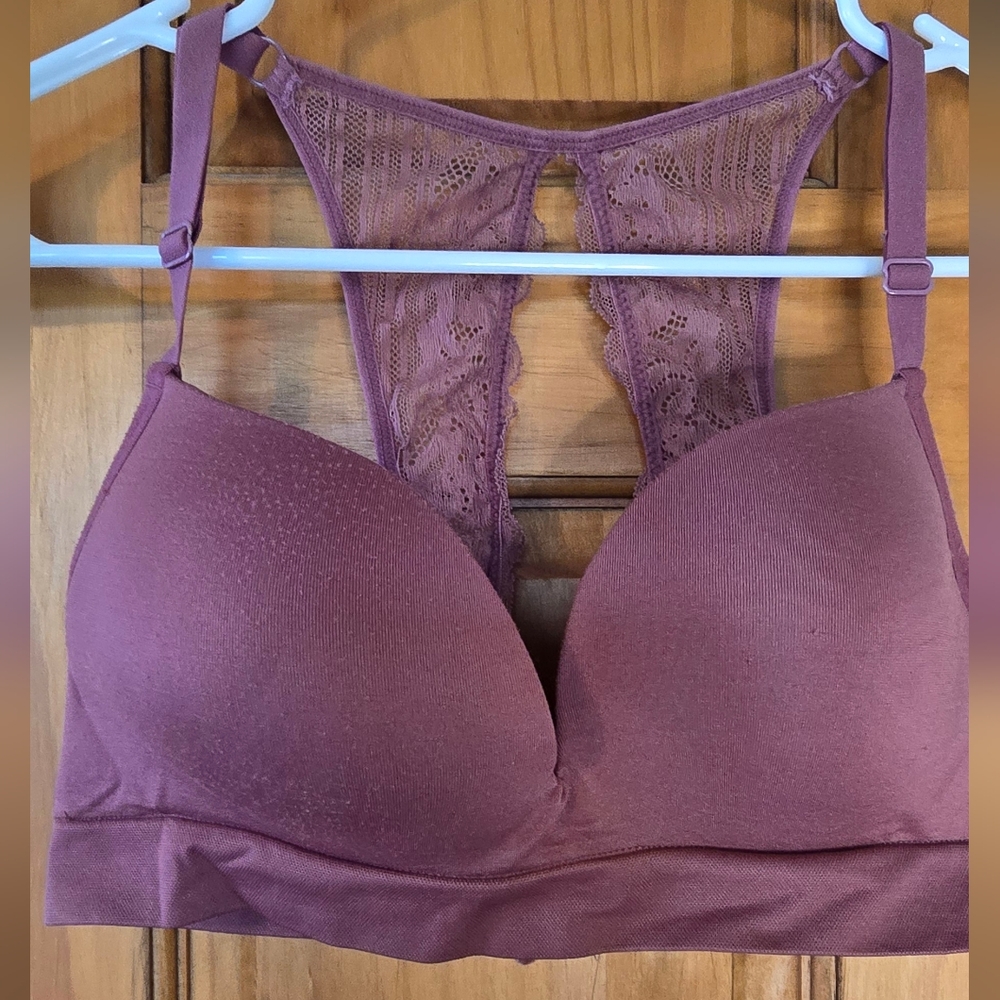 Ambrielle Purple Lace Back Bra Intimates & Sleepwear